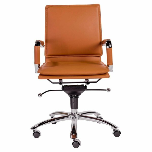 Homeroots 25.99 x 26.78 x 38.39 in. Low Back Office Chair with Chrome Base, Cognac 370558